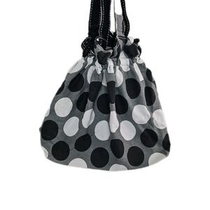 Thirty One 31 Cinch Drawstring Amanda Bag Black White Polka Dot Snacks Baby